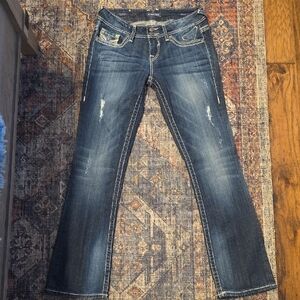 Vigoss Chelsea Women's Dark Blue Distressed Bootcut Jeans